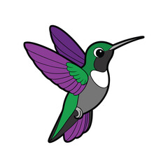  Vivid Black-Chinned Hummingbird Bird Artwork