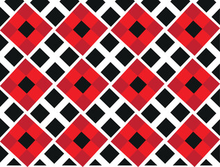 Red poppy flower, black leaves . Stylish ethnic geometric ornament.  Seamless vector pattern for design and decoration.