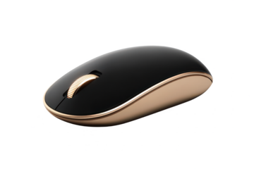 Sleek Wireless Mouse With Black And Gold Minimalist Design Transparent Background