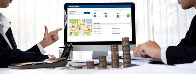 Delivery tracking system for e-commerce and brisk online business to timely goods transportation...