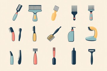 Obraz premium a series of cute icons of hairdressing items minimalism
