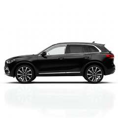 Fototapeta premium Black SUV Car Studio Shot Side View on White Background