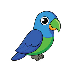  Vivid Blue-Crowned Hanging Parrot Illustration