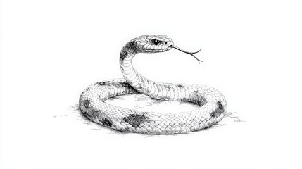 Fototapeta premium Vintage Snake Illustration, Detailed pen and ink drawing of a snake.