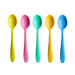 Colorful plastic spoons kitchen product photography studio close-up fun