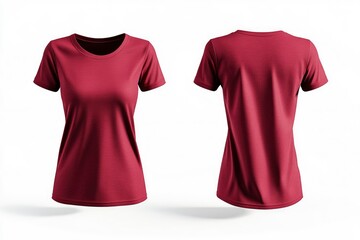 Maroon T-shirt Mockup Displaying Front and Back Views for Fashion