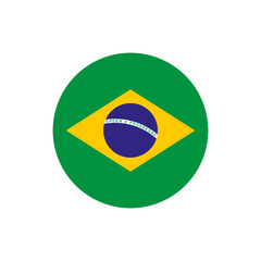 Obraz premium Brazil flag in round circle button. Brazil Flag icon. Round flag icon