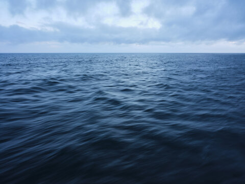 blurry ocean and and cloudy skies in the bering sea