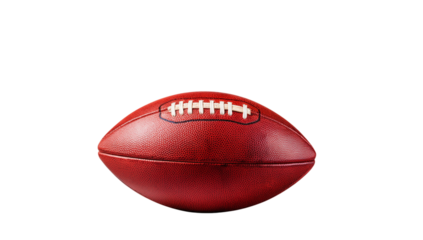 A close up shot of a red american football with white laces on a  in studio lighting on transparent background png