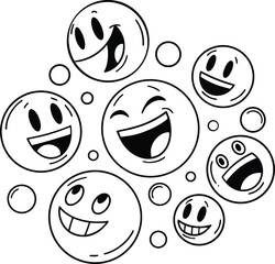 seamless pattern with funny faces