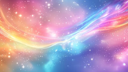 Colorful, abstract cosmic backdrop.  Soft, flowing lines of vibrant color weave across a starry, ethereal expanse