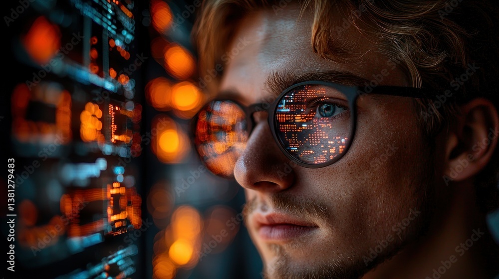 Poster digital reflection: a young programmer's focused gaze