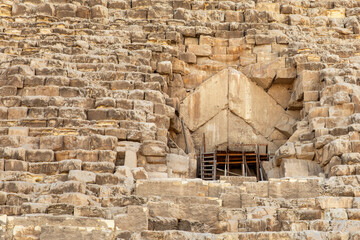 Giza, Egypt; January 20, 2024: Embark on a journey inside Keops Great Pyramid of Giza, Egypt's modern world wonder. Explore its inner chambers and learn about its historical significance.