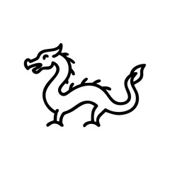 Obraz premium Dragon Illustration in Minimalist Style on White Background 