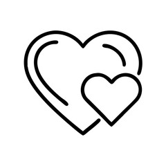 Two overlapping hearts in a minimalist line art style  