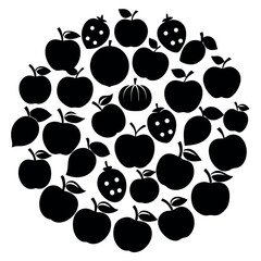 100-fruits-silhouette-illustration-on-white-background. 