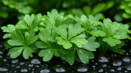 Dew-Kissed Green Leaves: A Serene Macro Photography