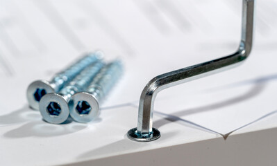 Fittings for assembling furniture before assembling a cabinet