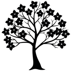 Dogwood silhouette illustration on white background.