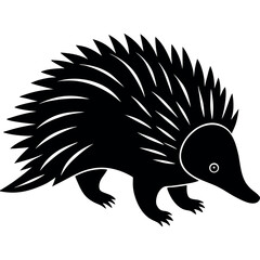 Echidna silhouette illustration on white background.