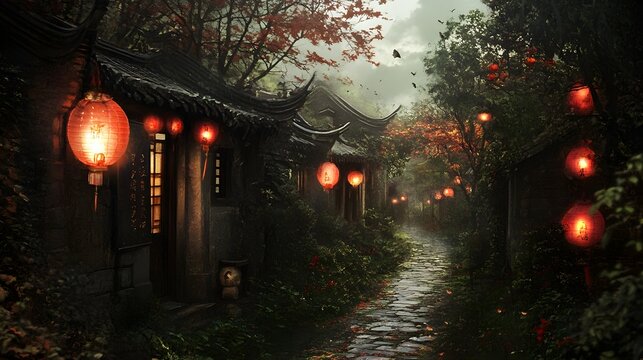 A colorful lion dance costume with intricate designs displayed in front of a striking red backdrop for a celebration