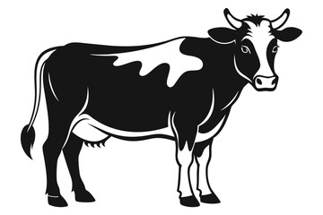 Holstein Cow Illustration, Black and White Dairy Cattle Icon, Isolated