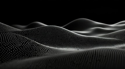 Abstract Digital Landscape: Wavy Particle Flow in Monochromatic Hues