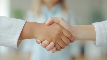 A Teenage Girl's First Job Offer, Celebrating New Opportunities Through a Confident Handshake with Her Future Manager