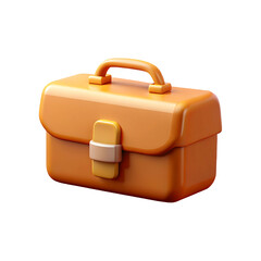 Isolated Orange Toolbox on White Background, High-Quality 3D Illustration of a Plastic Tool Box for Household or Workshop Use, Perfect for Storage and Organization Needs