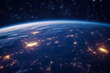 Fototapeta premium night sky is filled with stars and the Earth is visible in the distance. Concept of wonder and awe at the vastness of the universe