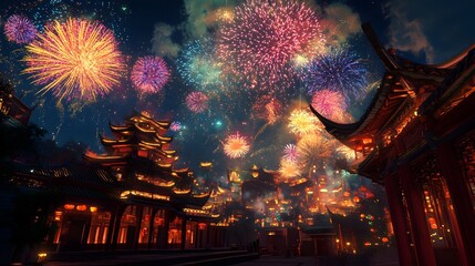 A detailed lion dance costume with colorful elements displayed against a traditional red festive background for a cultural event