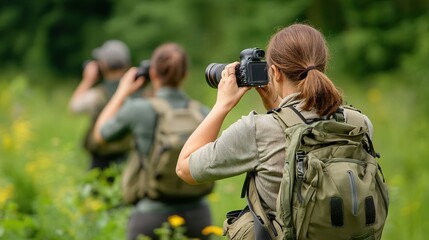 Close-up wildlife observation birdwatching in a photography-friendly environment