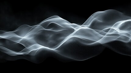 Abstract Grey Waves Digital Art:  Flowing, Serene, and Ethereal Digital Abstract Background Image