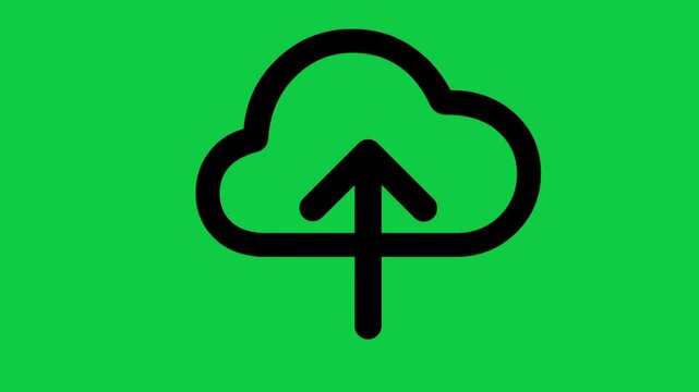 Upload Icon Animation | 4K Cloud Storage & File Transfer Symbol Motion Graphic on Green Screen
