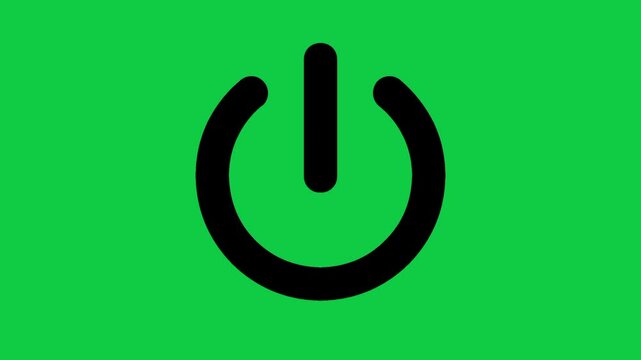 Power Button Icon Animation | 4K On/Off Symbol Motion Graphic on Green Screen, power icon on metal internet button