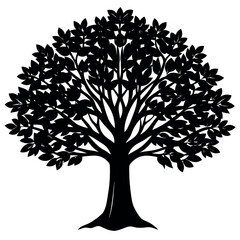 Obraz premium Rubber tree silhouette illustration on white background.
