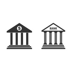 Minimalist bank building icon vector