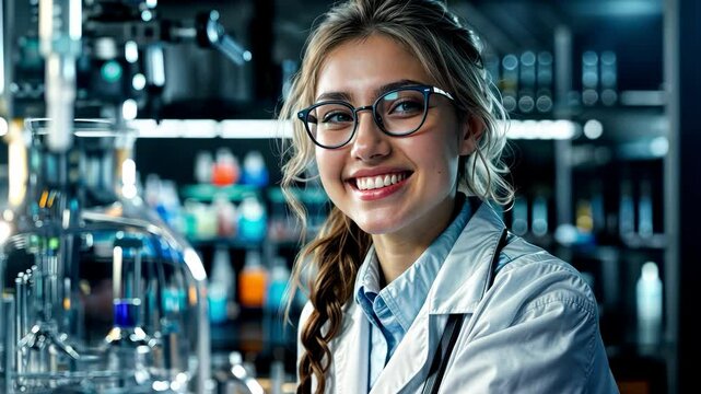 Young perspective chemistry laborant working in lab.