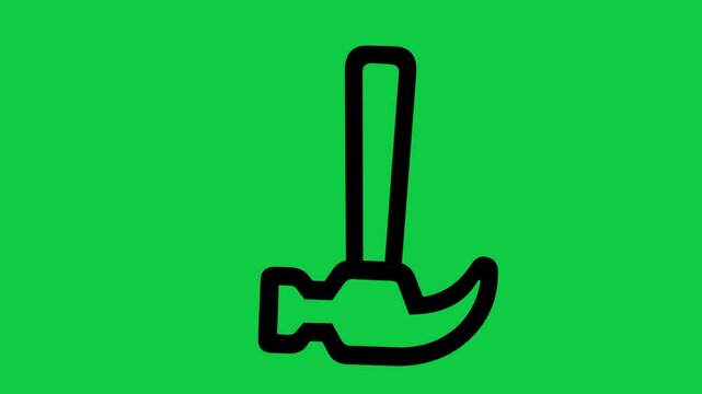 Hammer Icon Animation | 4K Construction Tool Motion Graphic on Green Screen