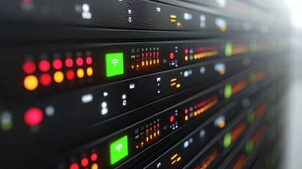 Fototapeta premium Network Server Rack: Data Center Technology Infrastructure