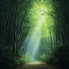 Tranquil Green Bamboo Grove in Spring Season High Resolution Wallpaper