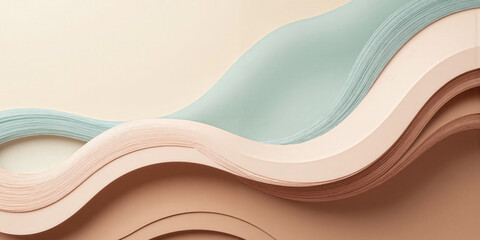A serene abstract design in mocha, musse, with soft blush and cool teal accents, exudes an air of sophistication