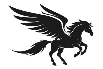 Pegasus Silhouette with Wings Spread, Design