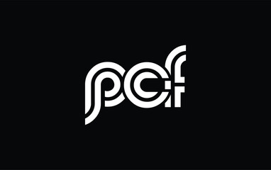 Obraz premium PCF Creative Unique Modern Letter Logo Design. Stylized logo featuring a unique letter design, presenting abstract minimalist aesthetics and modern appeal.
