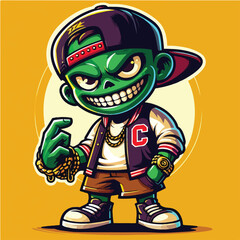 Zombie Swag: Backward Cap & Gold Chains