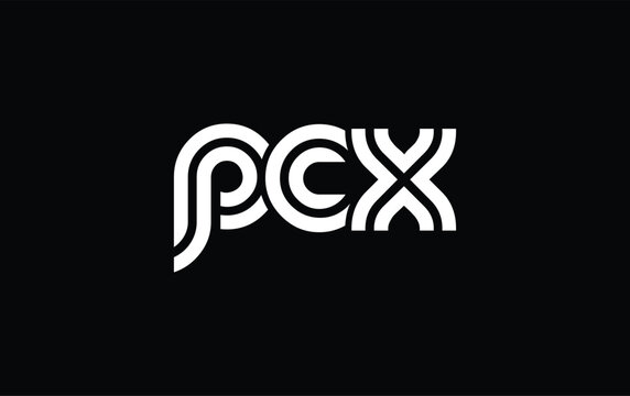 PCX Creative Unique Modern Letter Logo Design. Stylized logo featuring a unique letter design, presenting abstract minimalist aesthetics and modern appeal.