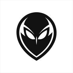 Alien Iconic Logo Silhouette Sci-Fi Vector Illustration