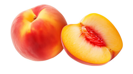 Fresh peaches for sale ripe peach fruit sliced peach juicy peach summer fruit peach season isolated on transparent background	