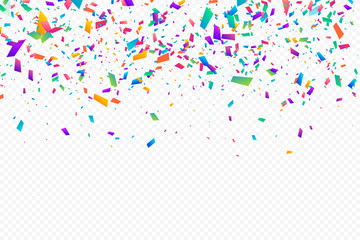 Glittering confetti on a transparent background.