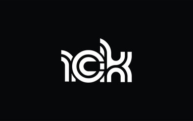 RCK Creative Unique Modern Letter Logo Design. Stylized logo featuring a unique letter design, presenting abstract minimalist aesthetics and modern appeal.